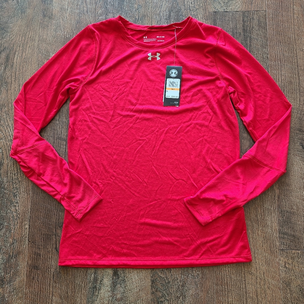 NWT Under Armour Red Long Sleeve Top Size Small